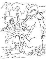 coloriage spirit nage avec son ami